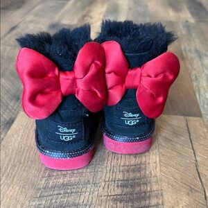 Disney UGG Black Boots with Vibrant Red Bows